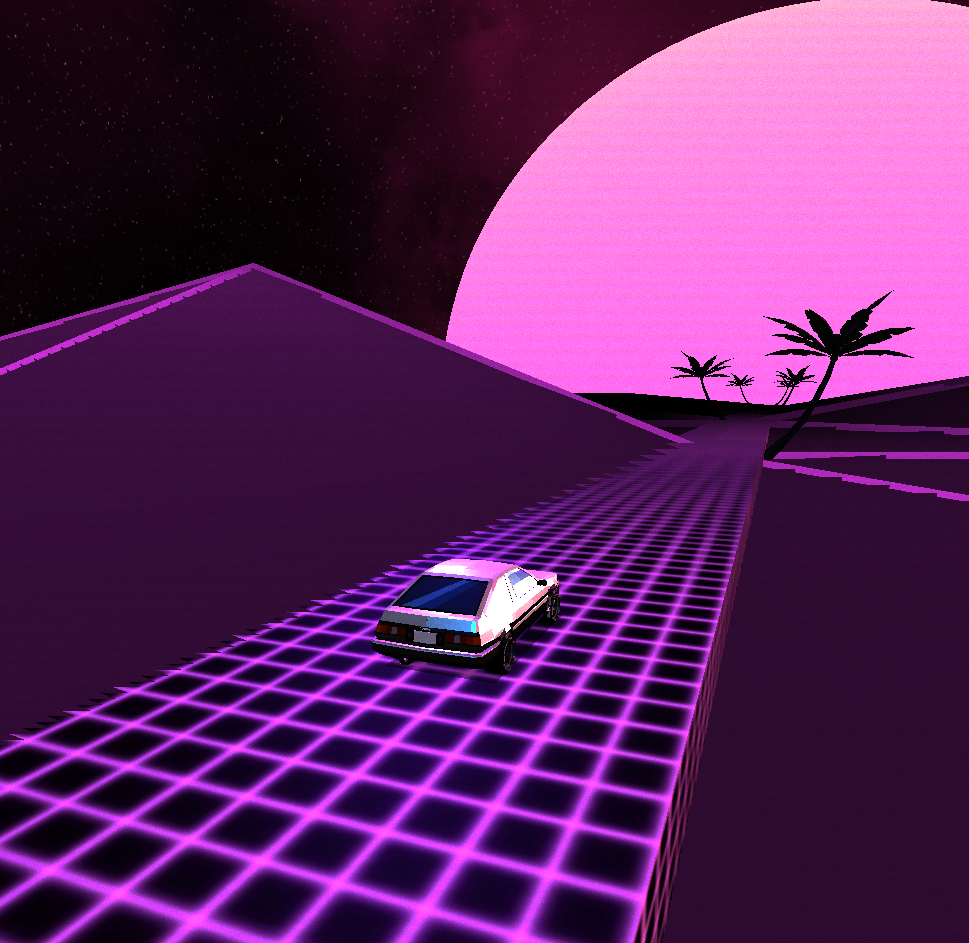 NIGHTDRIVE - Retrowave graphics thing. Made with WebGL via THREE.js